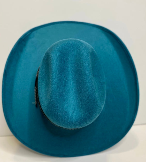 Austin Vegan Suede Cowboy Hat- Teal Blue