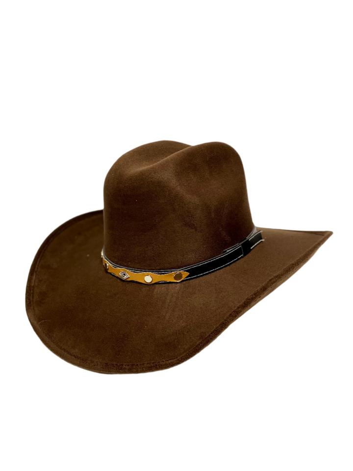 Austin Vegan Suede Cowboy Hat- Chocolate Brown
