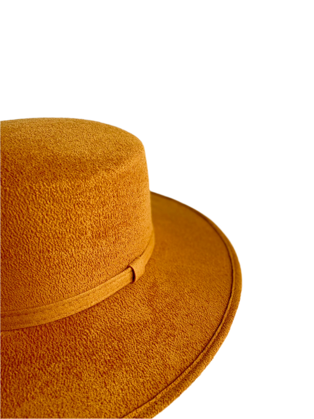 Vegan Suede Flat Top Hat- Mango