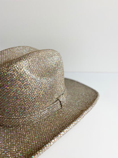 Western Cowboy Glitter Hat- Silver/Champagne