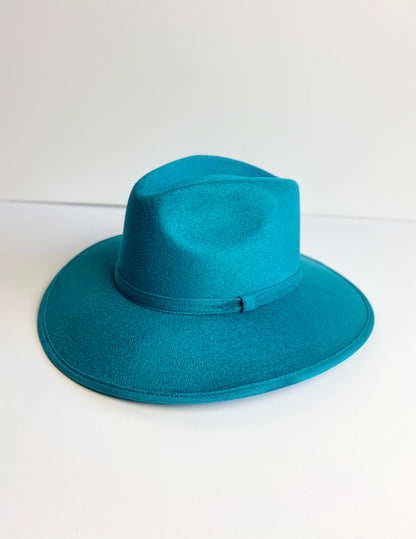 Vegan Suede Western Cowboy Hat- Teal