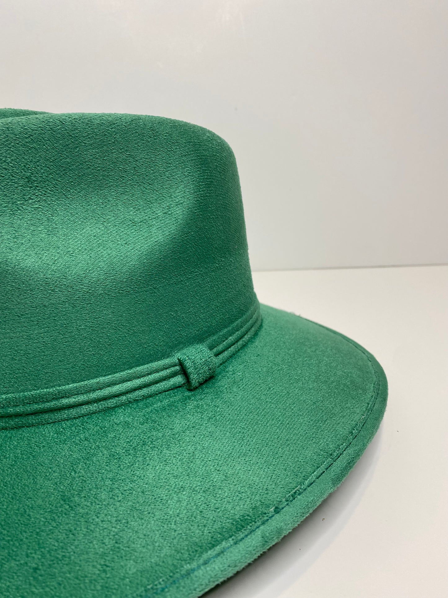 Vegan Suede Western Cowboy Hat- Jungle Green