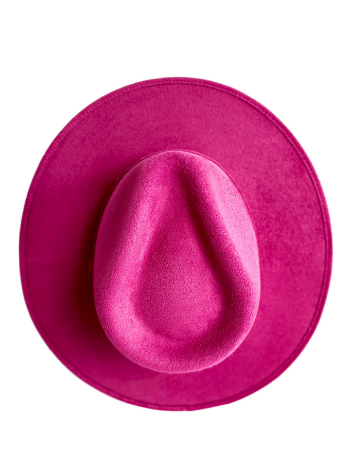 Vegan Suede Rancher Hat - Magenta Pink