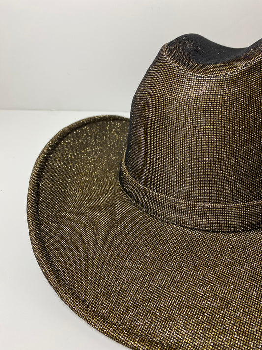 Western Cowboy Glitter Hat- Black + Gold