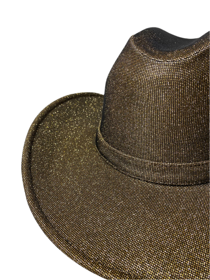 Western Cowboy Glitter Hat- Black + Gold