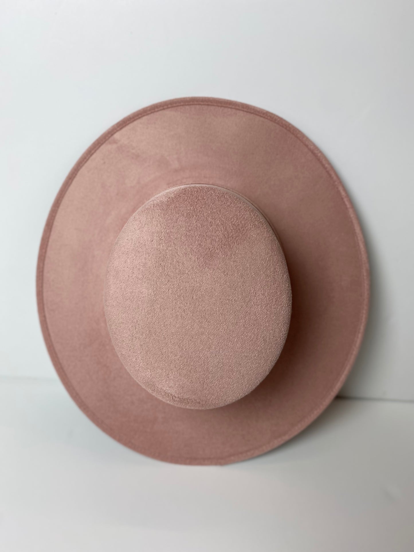 Vegan Suede Flat Top Hat- Pale Dusty Rose