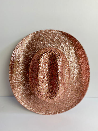 Western Cowboy Glitter Hat- Rose Gold