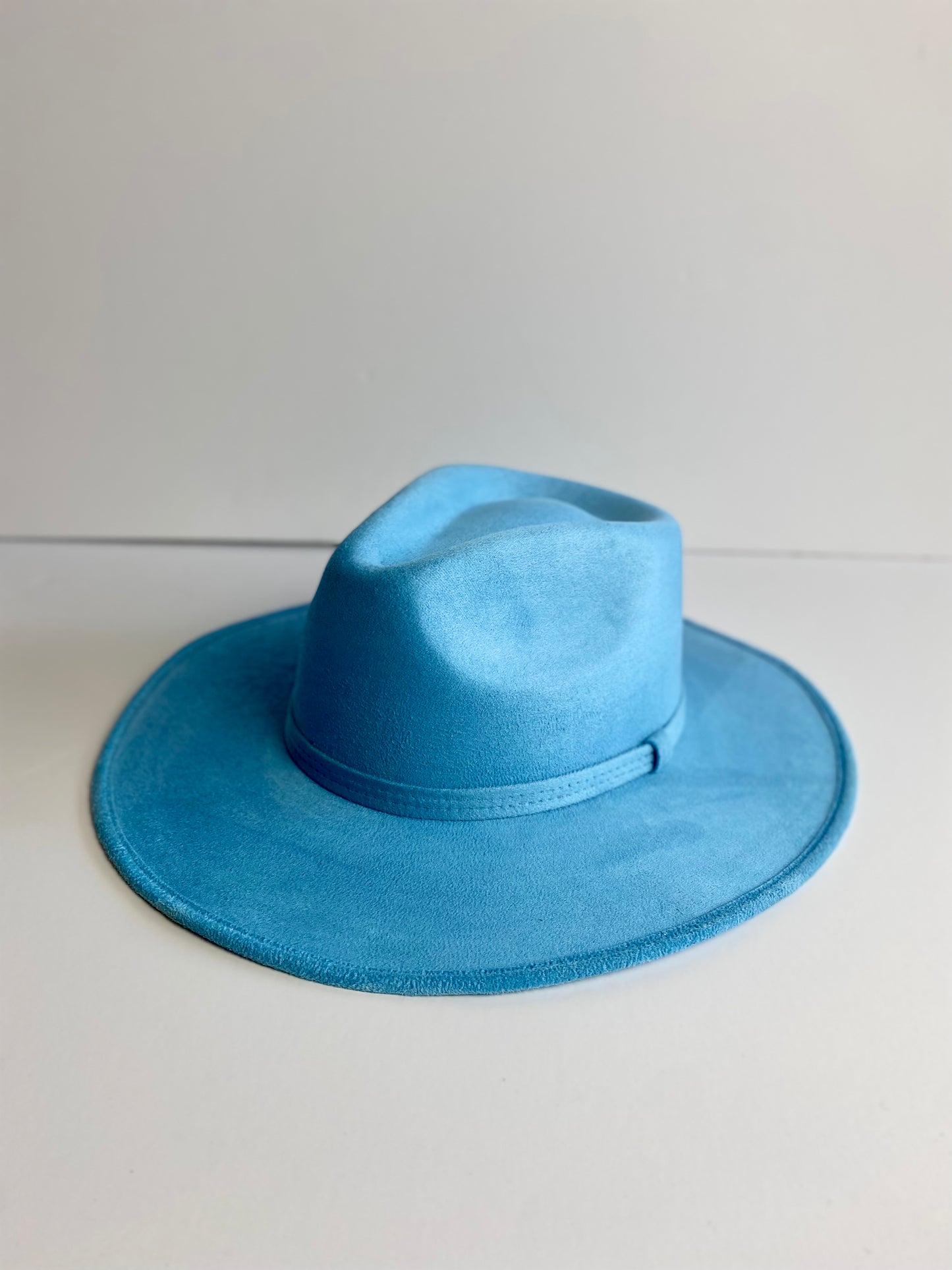 Vegan Suede Rancher Hat- Aqua Blue