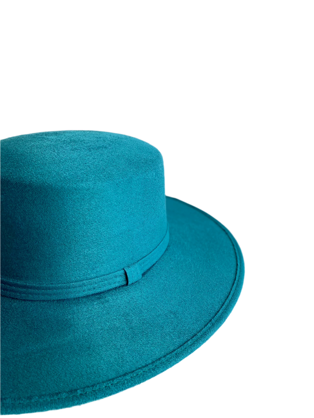 Vegan Suede Flat Top Hat- Teal