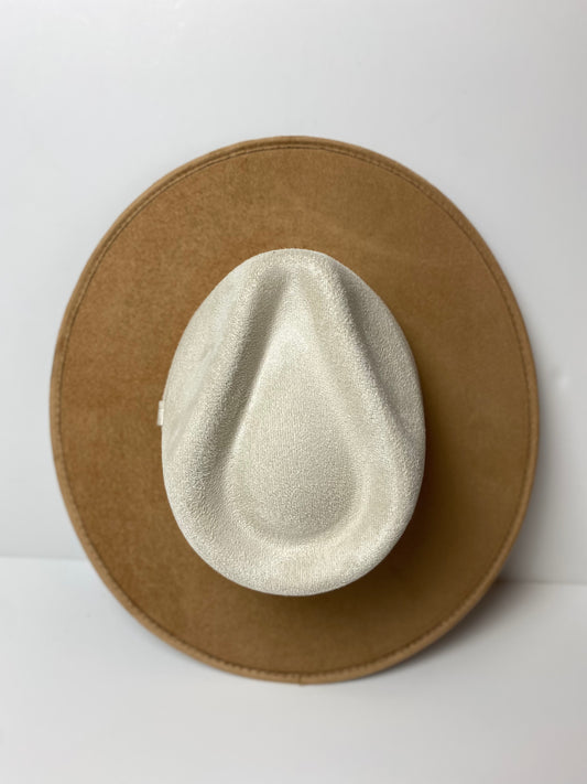 Vegan Suede Rancher Hat - Two Tone - Cappuccino + Ivory