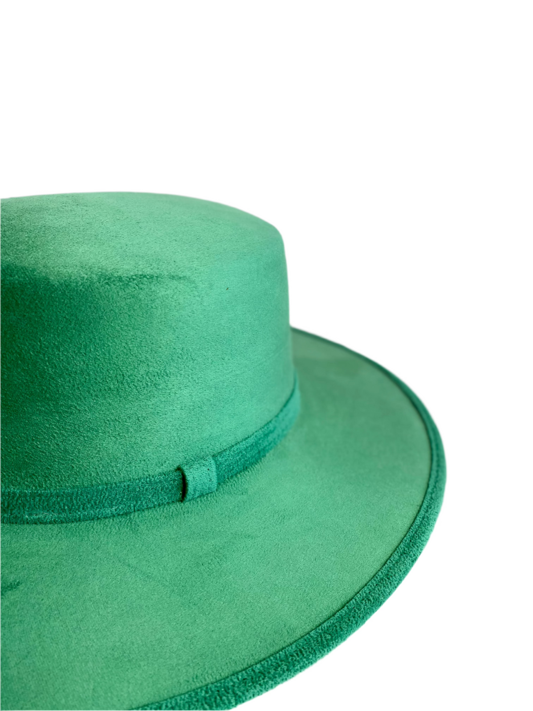 Vegan Suede Flat Top Hat- Jungle Green