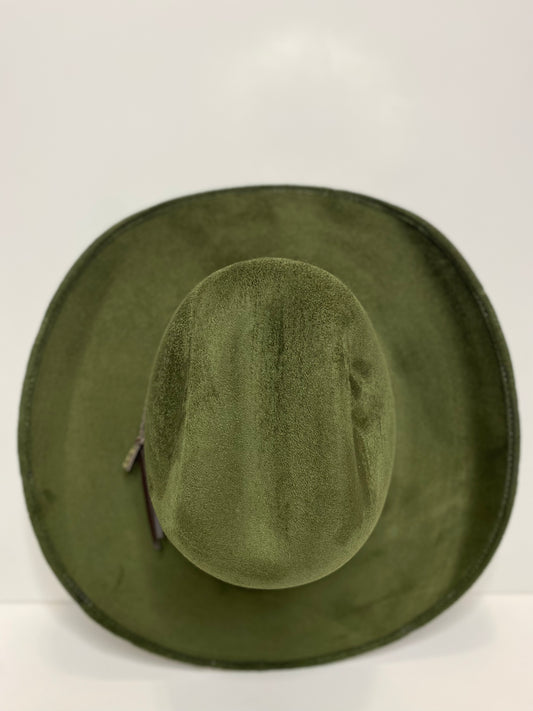 Austin Vegan Suede Cowboy Hat- Olive Green