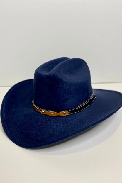Texana Vegan Suede Cowboy Hat- Navy Blue
