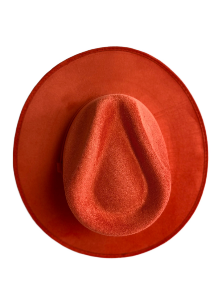 Vegan Suede Rancher Hat - Sunset Orange