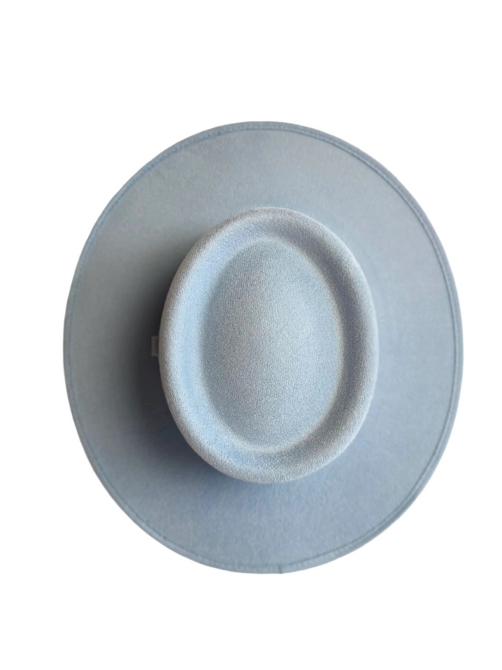 Vegan Suede Gambler Hat- Sky Blue