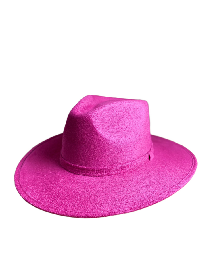 Vegan Suede Rancher Hat - Magenta Pink