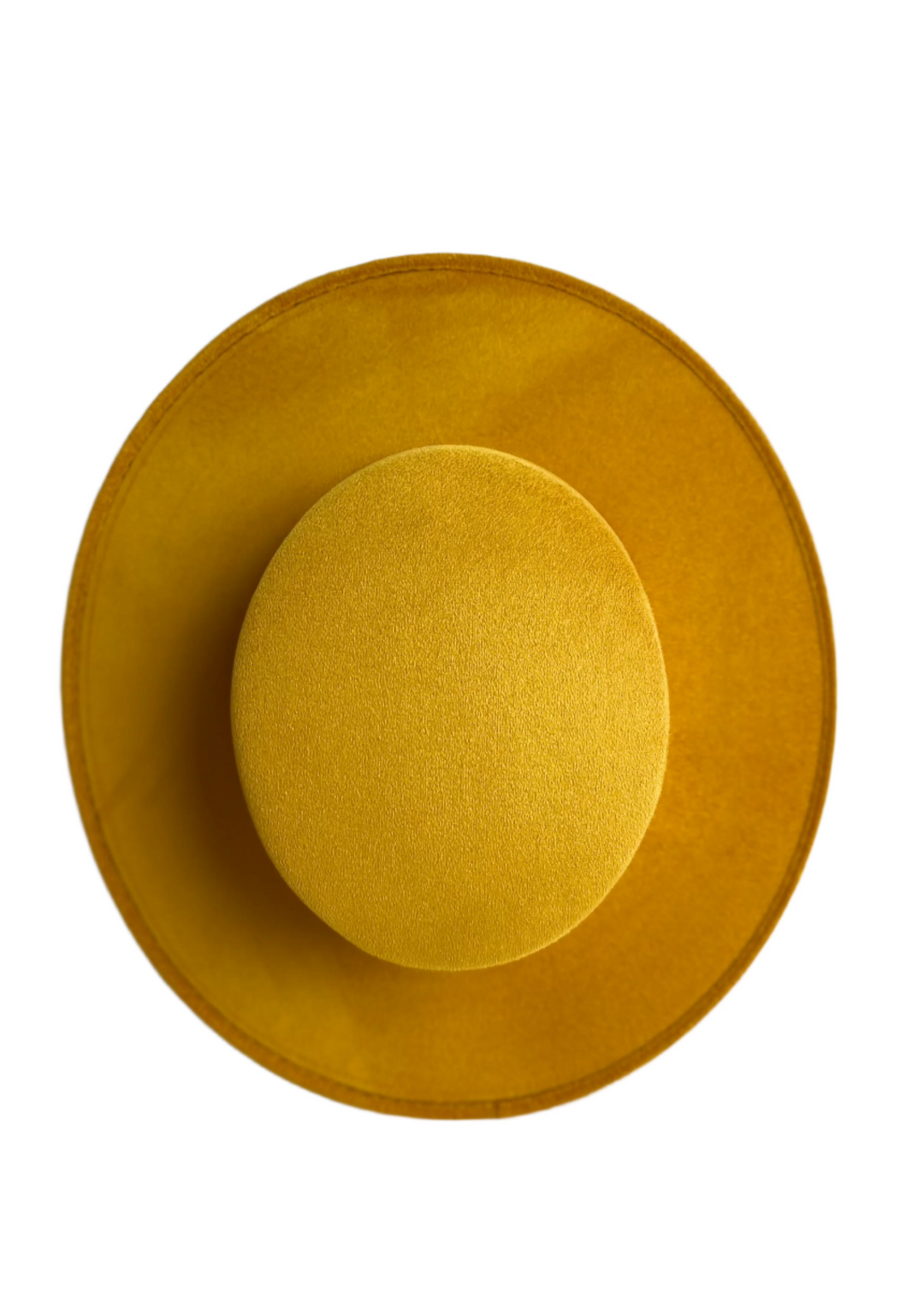 Vegan Suede Flat Top Hat- Mustard