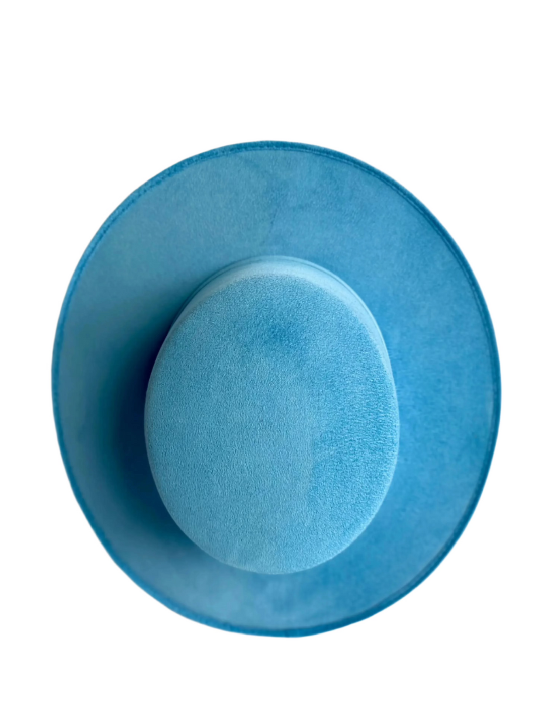 Vegan Suede Flat Top Hat- Aqua Blue