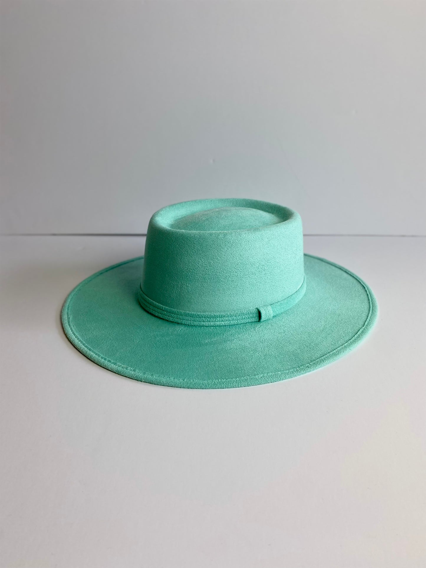 Vegan Suede Boater Hat- Mint