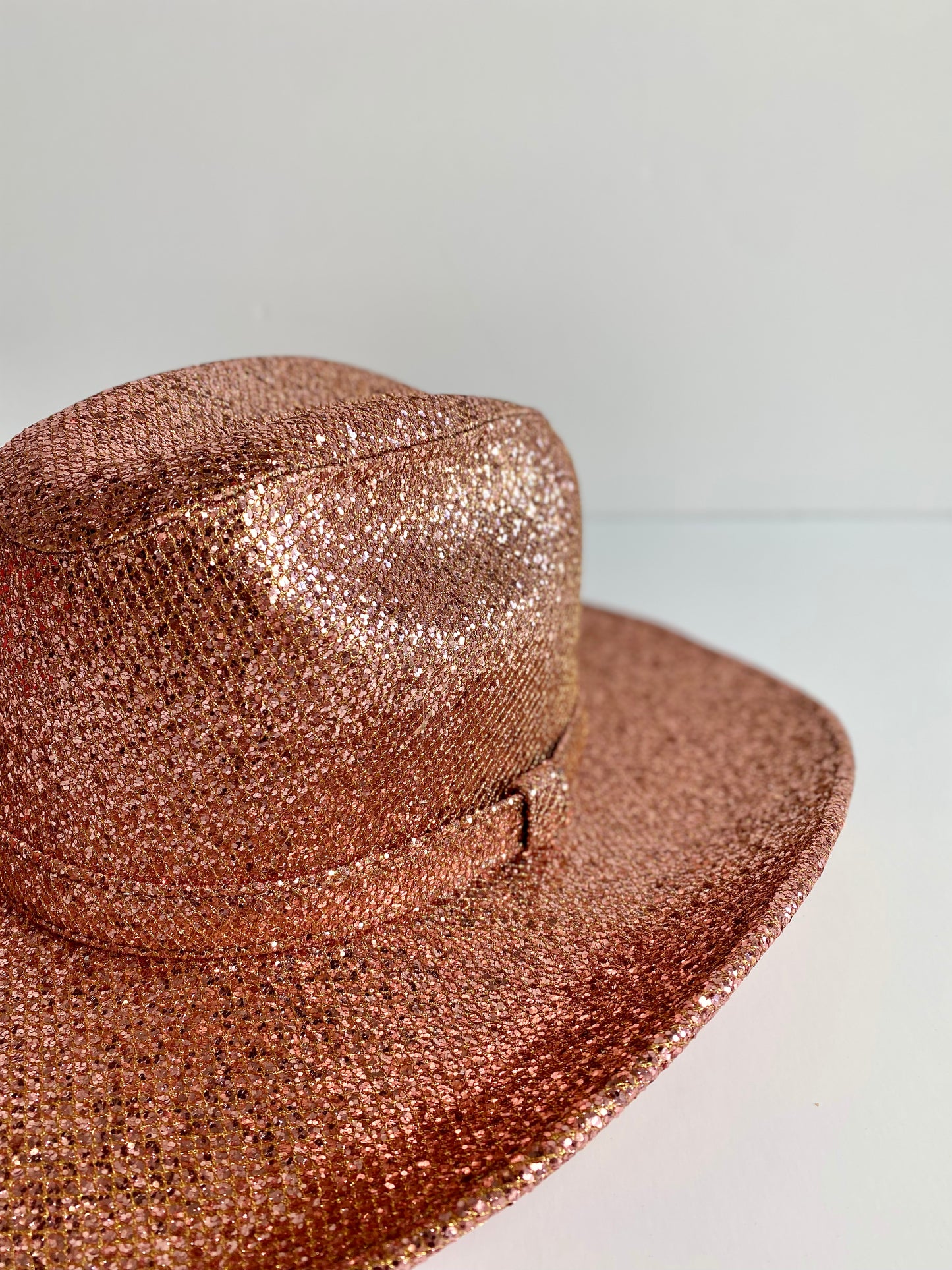 Western Cowboy Glitter Hat- Rose Gold