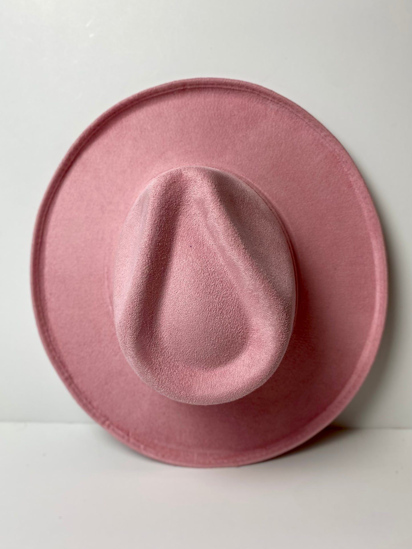 Vegan Suede Rancher Hat - Pencil Brim - Blush Pink