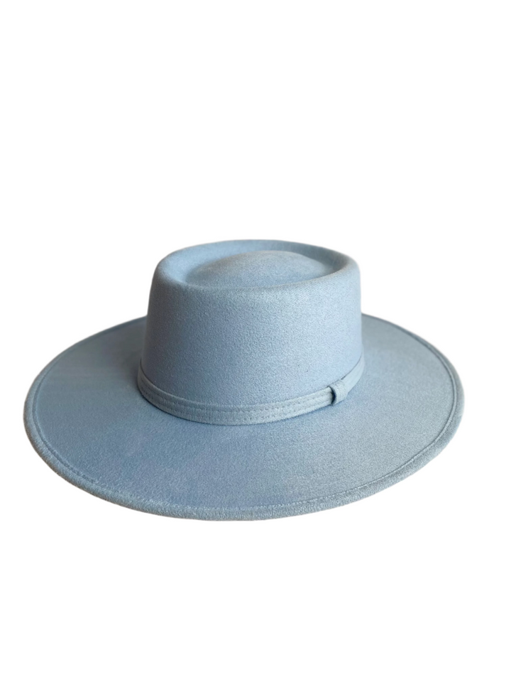 Vegan Suede Gambler Hat- Sky Blue