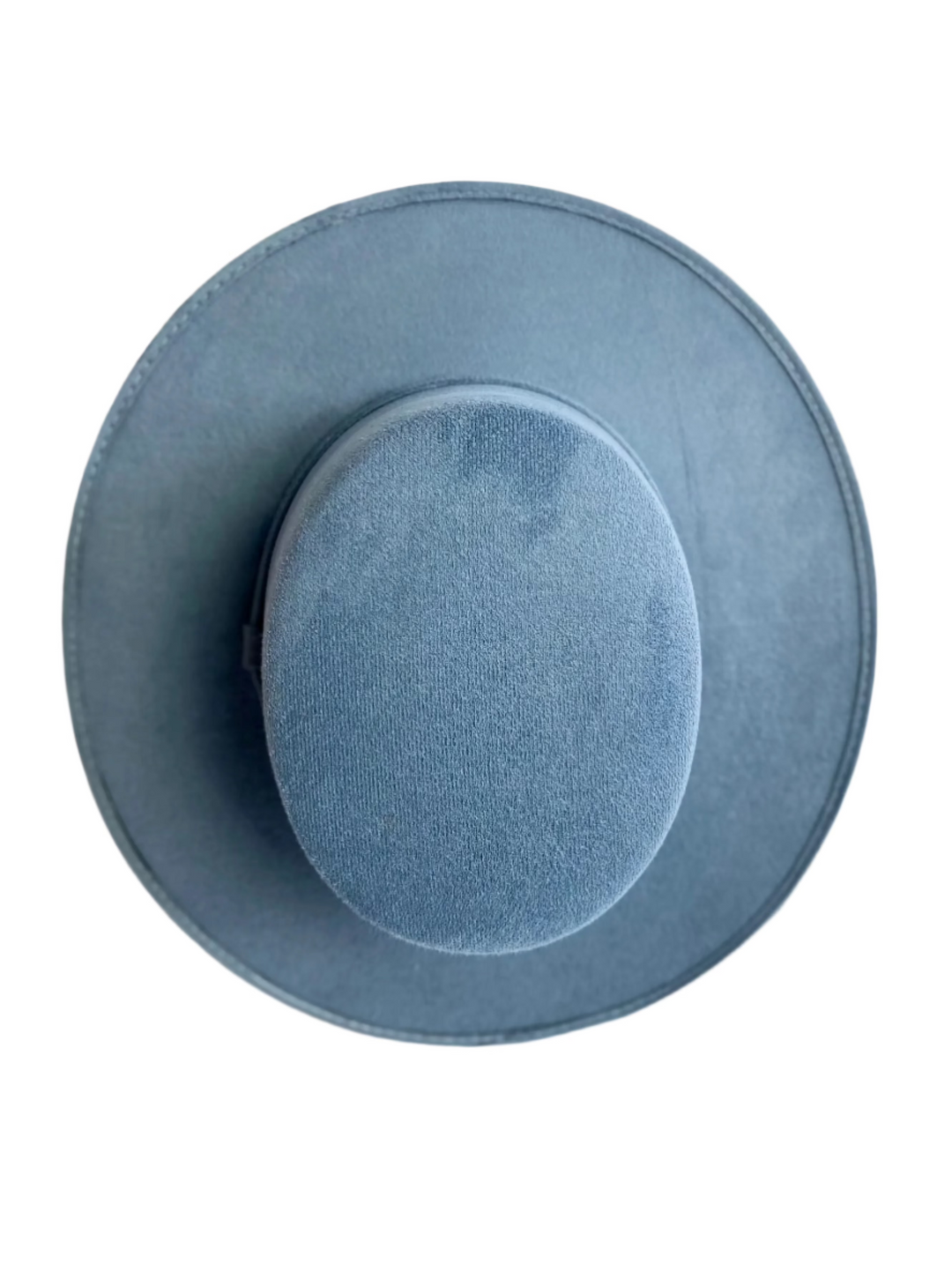 Vegan Suede Flat Top Hat- Denim Blue