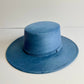 Vegan Suede Flat Top Hat- Denim Blue