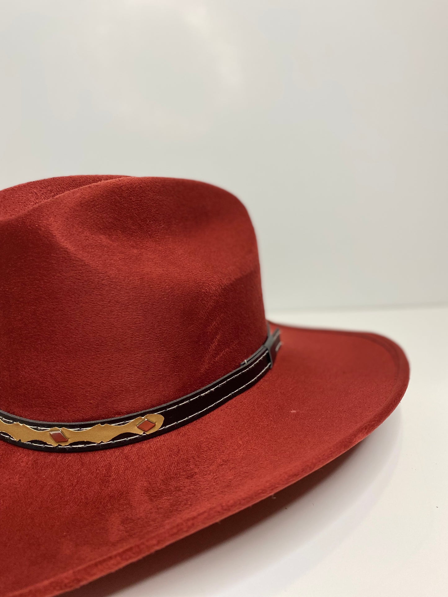 Austin Vegan Suede Cowboy Hat- Burgundy Red