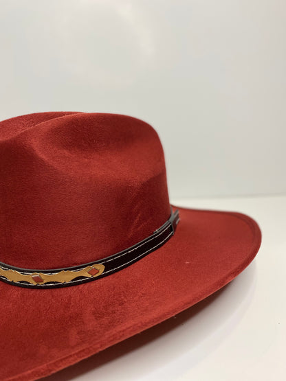 Texana Vegan Suede Cowboy Hat- Burgundy Red