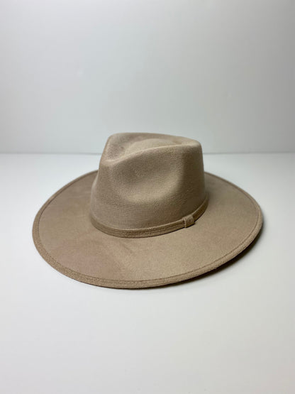 Vegan Suede Teardrop Hat- Sand