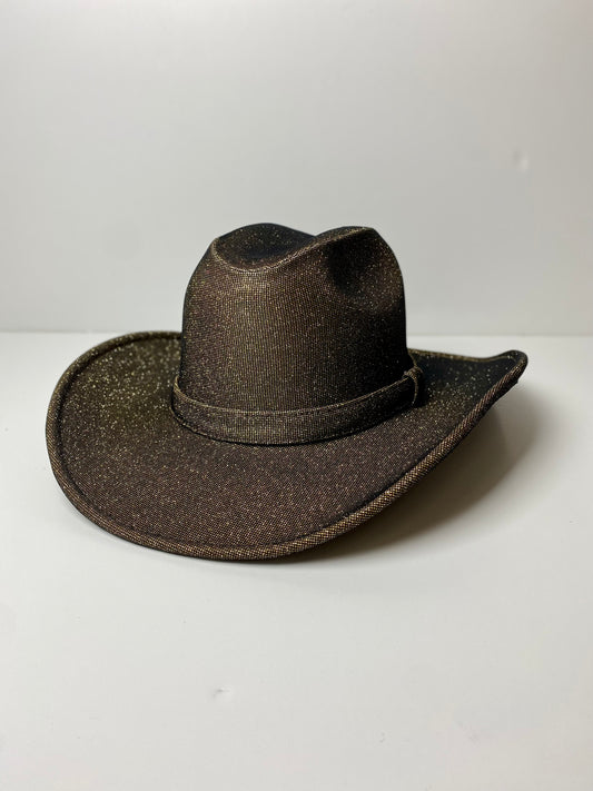 Western Cowboy Glitter Hat- Black + Gold