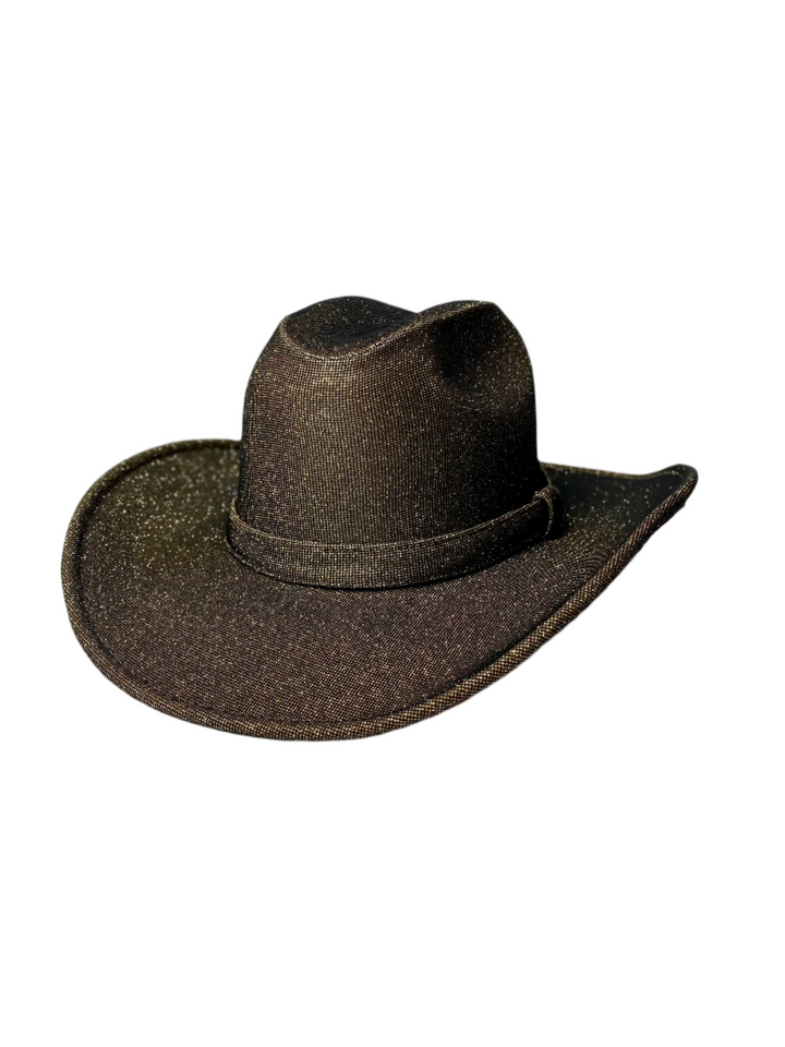 Western Cowboy Glitter Hat- Black + Gold