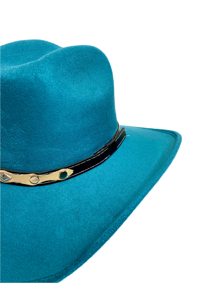 Austin Vegan Suede Cowboy Hat- Teal Blue