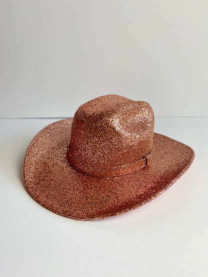 Western Cowboy Glitter Hat- Rose Gold