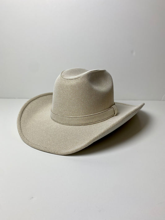 Western Cowboy Glitter Hat- Ivory