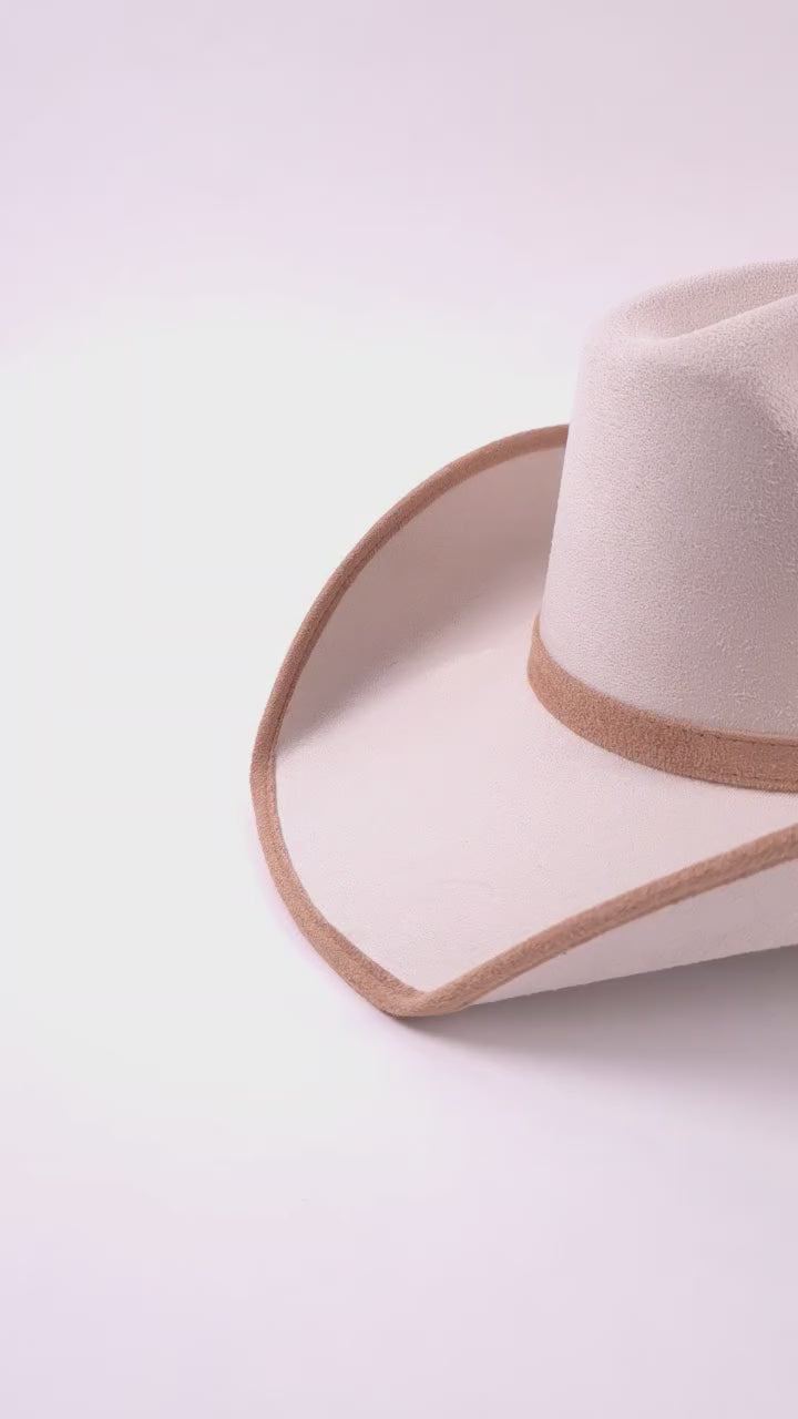 Texana Vegan Suede Cowboy Hat -Duo Tone - Ivory + Cappuccino