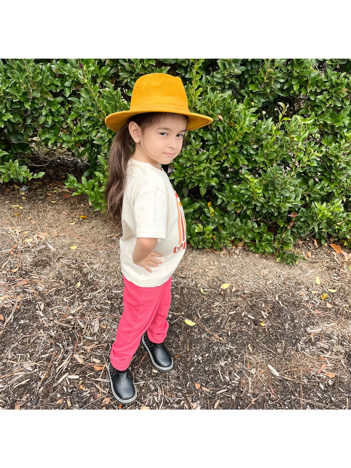 Kids Vegan Suede Hats - Mustard