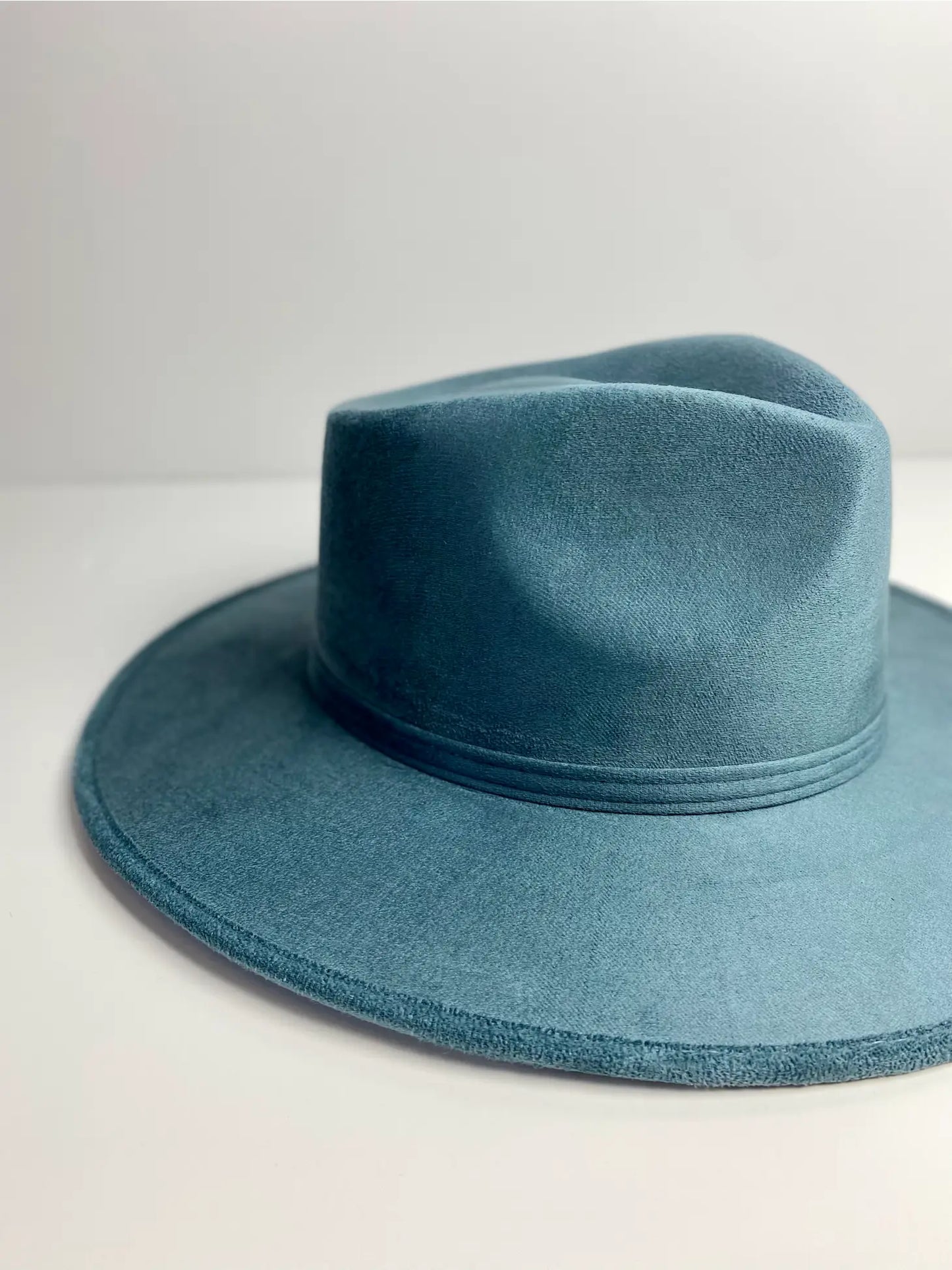 Vegan Suede Rancher Hat- Peacock Blue