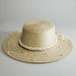 Panama Hat Flat Top with Pearls