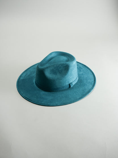 Vegan Suede Rancher Hat - Teal Blue