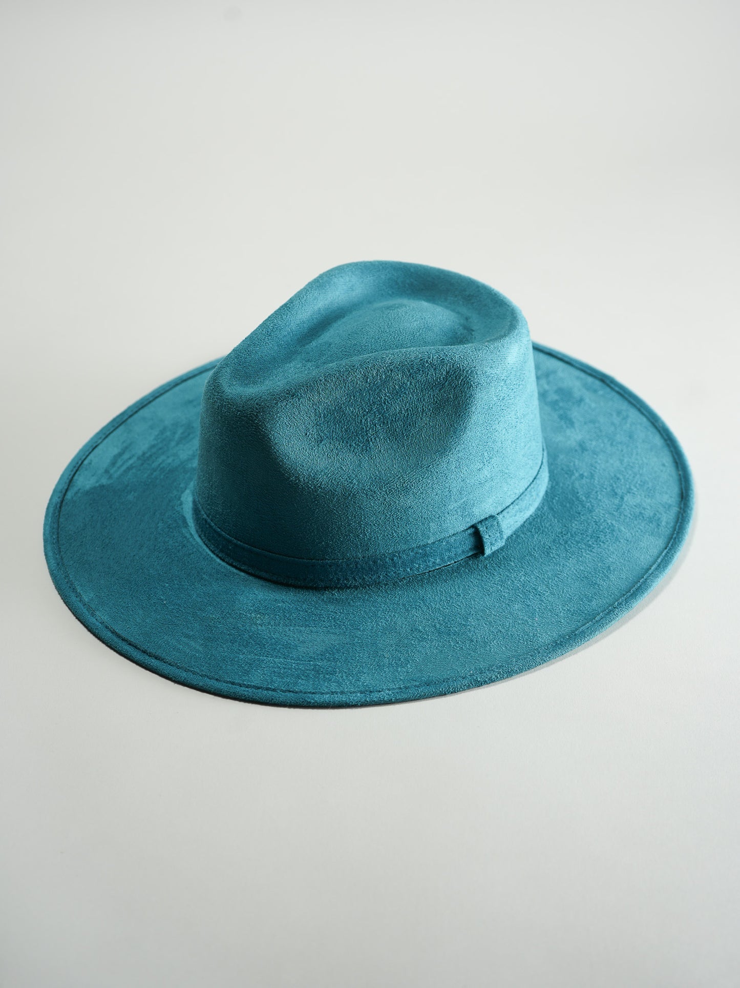 Vegan Suede Rancher Hat- Teal Blue