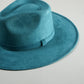 Vegan Suede Rancher Hat- Teal Blue
