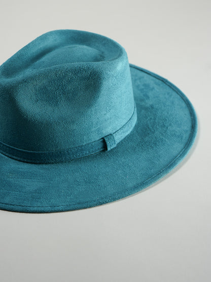 Vegan Suede Rancher Hat - Teal Blue