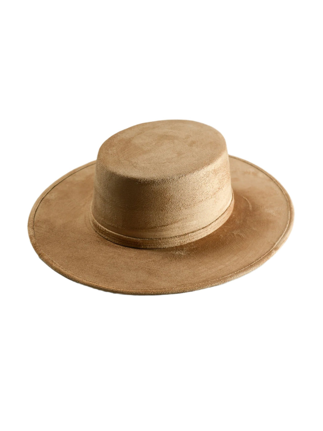 Vegan Suede Flat Top Hat- Cappuccino