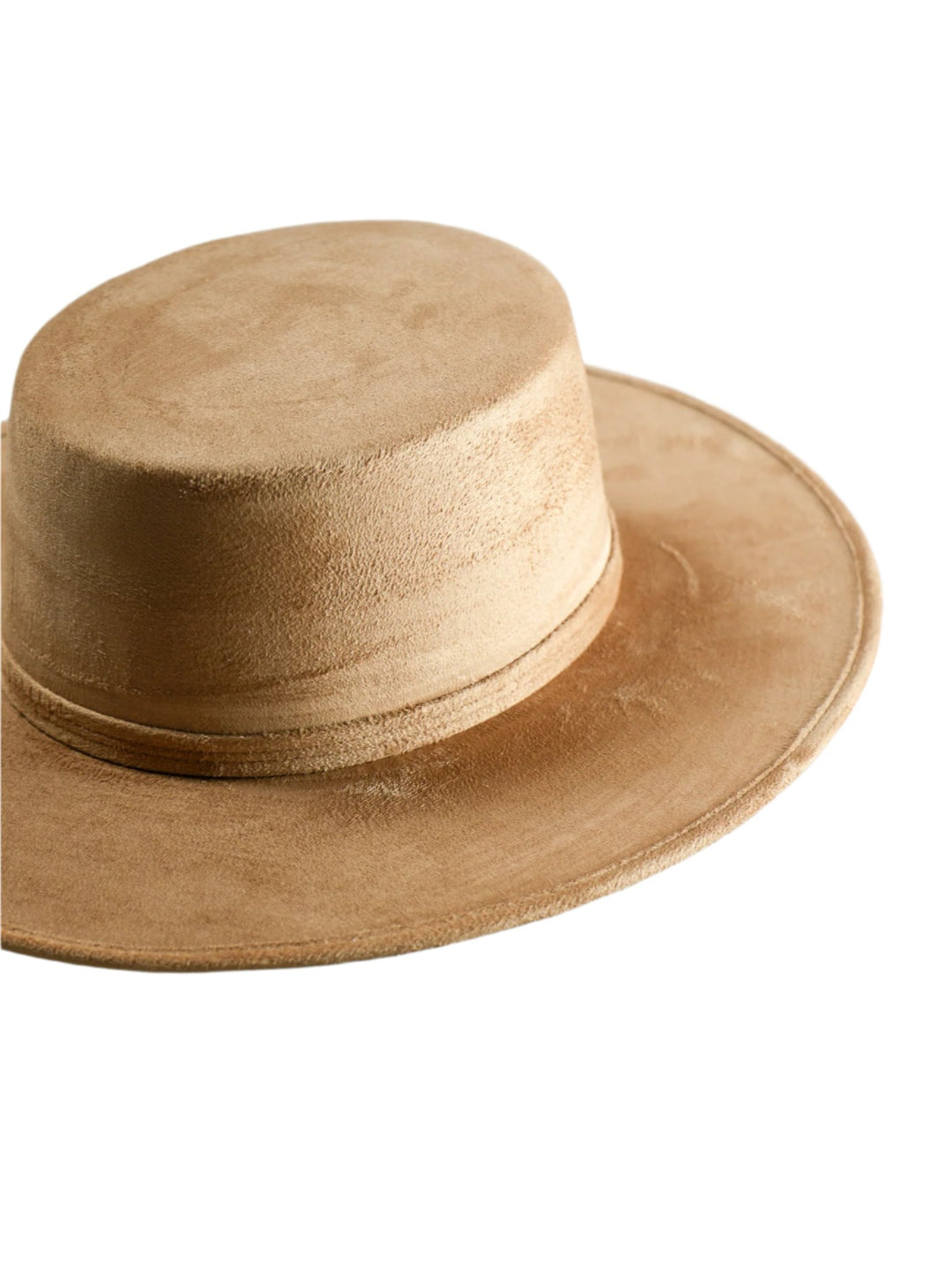 Vegan Suede Flat Top Hat- Cappuccino