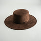 Vegan Suede Flat Top Hat-  Chocolate Brown