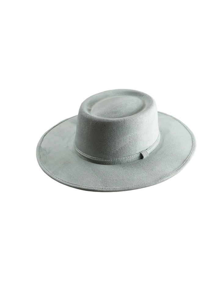Vegan Suede Gambler Hat- Light Grey