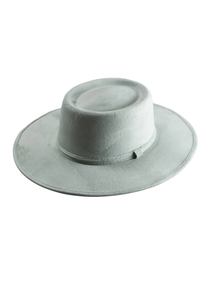 Vegan Suede Gambler Hat- Light Grey