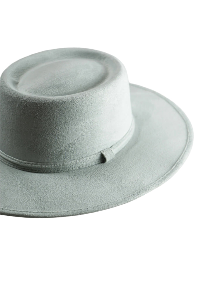 Vegan Suede Gambler Hat- Light Grey